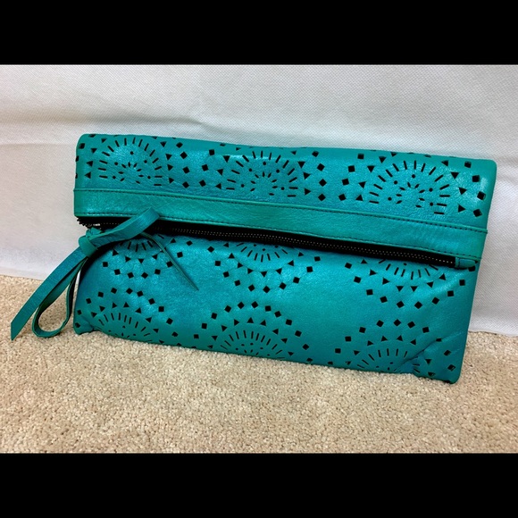 Cleobella Handbags - Cleobella Teal magnetic clutch